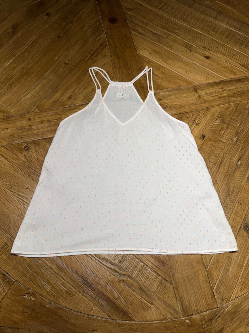 Lou & Grey White & Neon Clip Dot Strappy Cami Tank Top Small